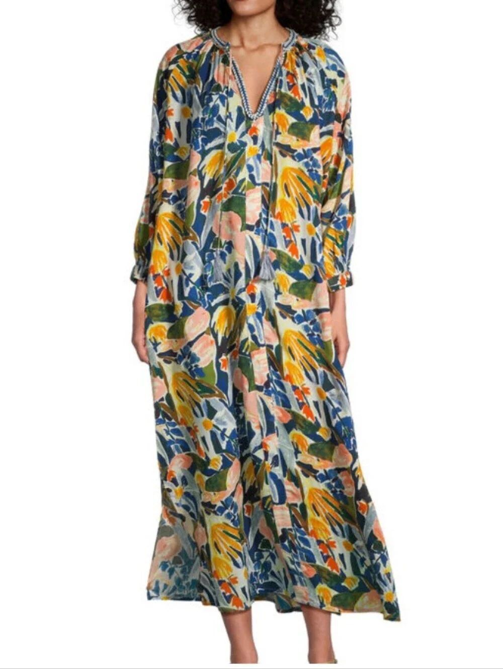 Printed Multicolor Maxi Dress. Native Inspired. Tropical. Beach. Cruise